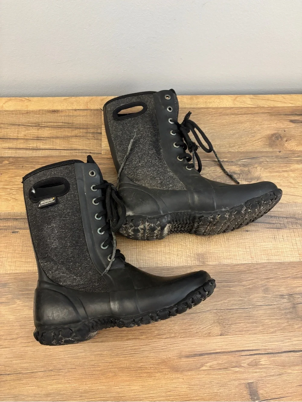 Bogs Cami Lace Tall Wool Waterproof Insulated Winter Snow Boots Grey Black